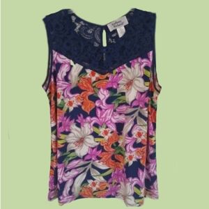 Anthony Richards Floral Top Blue Lace  New